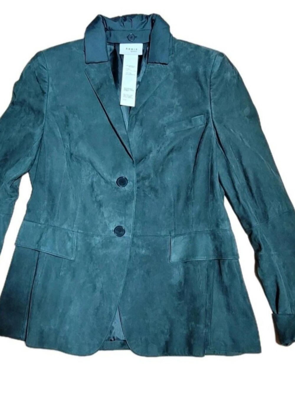 Akris Punto Green Lambskin Suede Blazer Jacket Womens Size 10 Luxury Designer